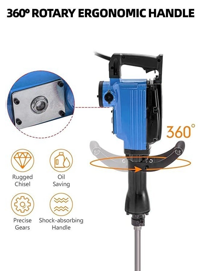 ALongDeng 1800W Heavy Duty Demolition Hammer Professional Electric Jack Hammer Concrete Breaker for Construction and Concrete Demolition Work - Image 2